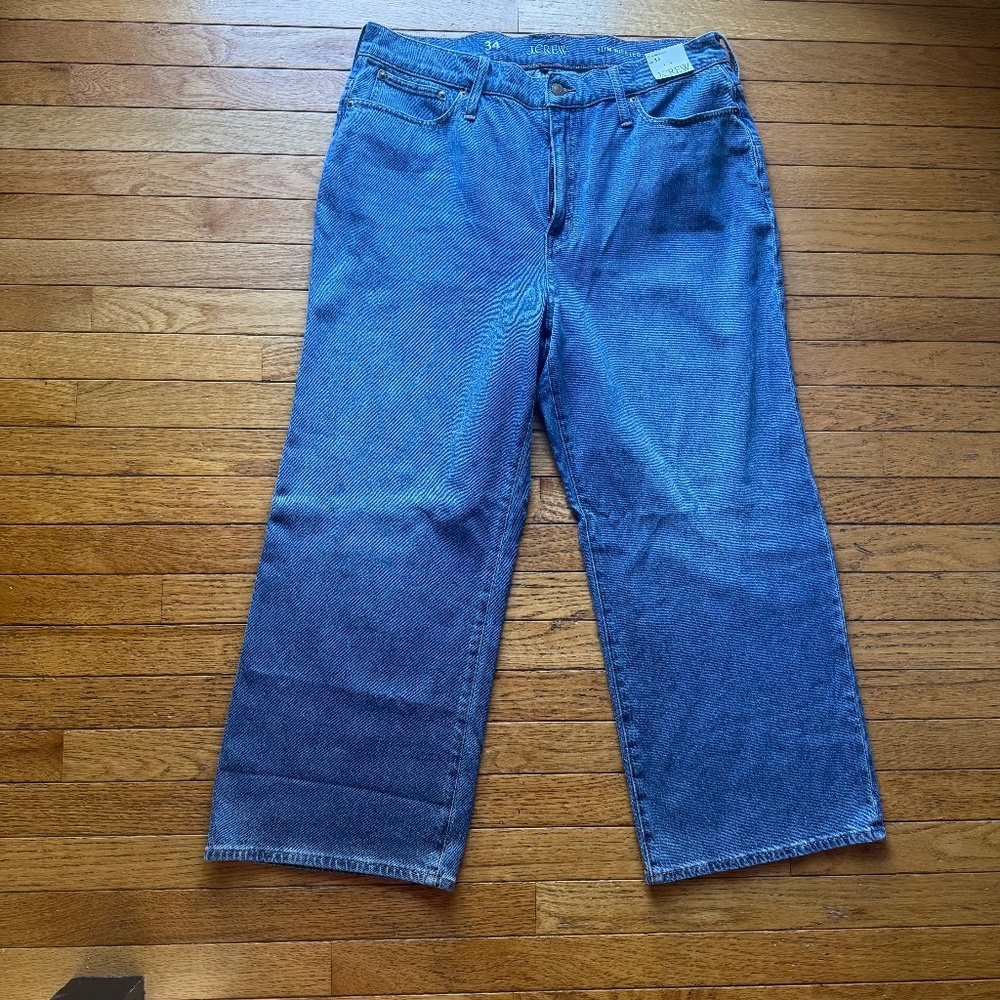 J. Crew Slim Wide Leg Jeans New! | Size 34 Medium Wash High Rise Denim